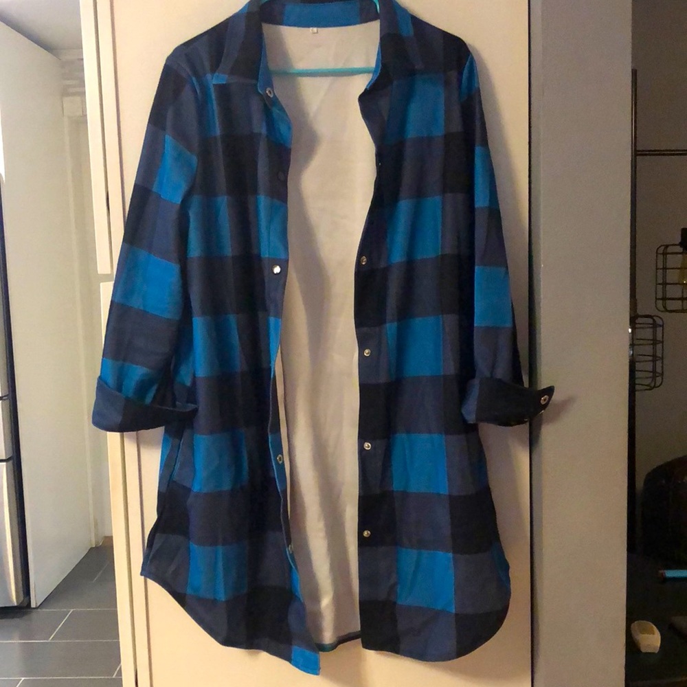 Plaid black and blue jacket